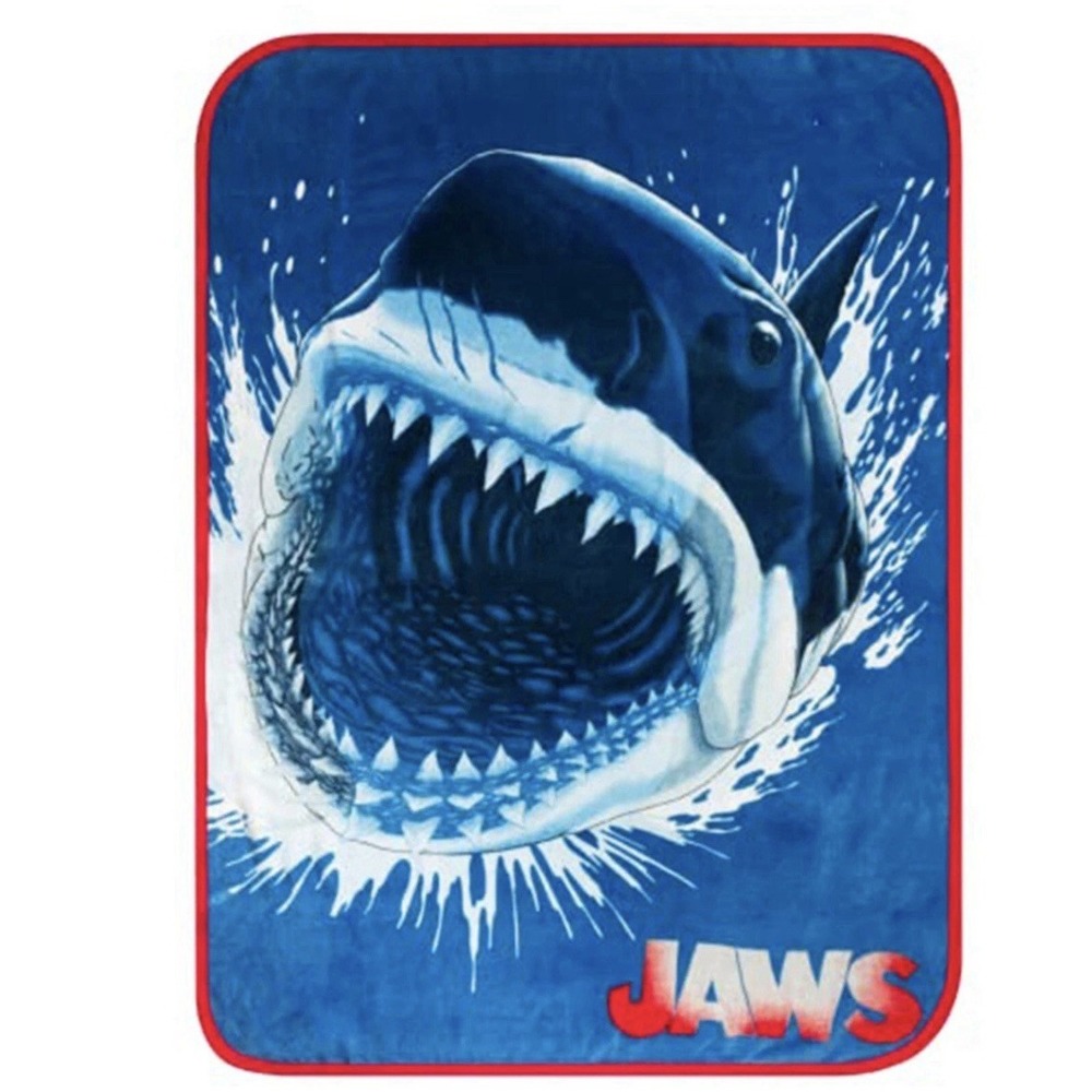 Franco JAWS 46x60 Inch Micro-Plush Throw Blanket Shark Universal Studios NEW